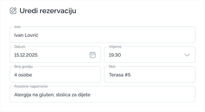 Detaljan prikaz i jednostavno uređivanje rezervacija